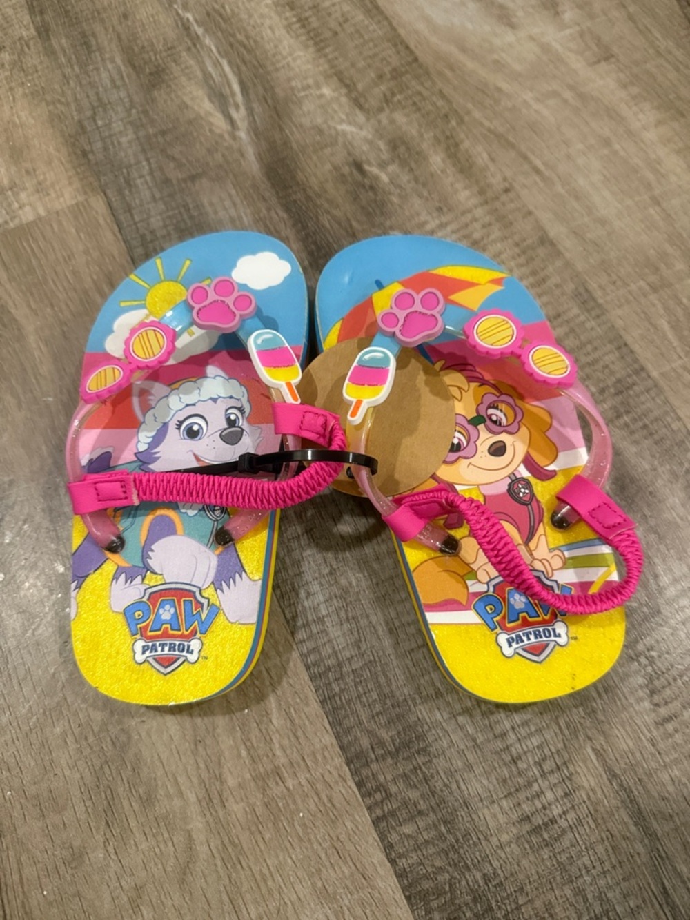 Paw Patrol Pink and Blue Character Flip Flops for Kids size 7/8
